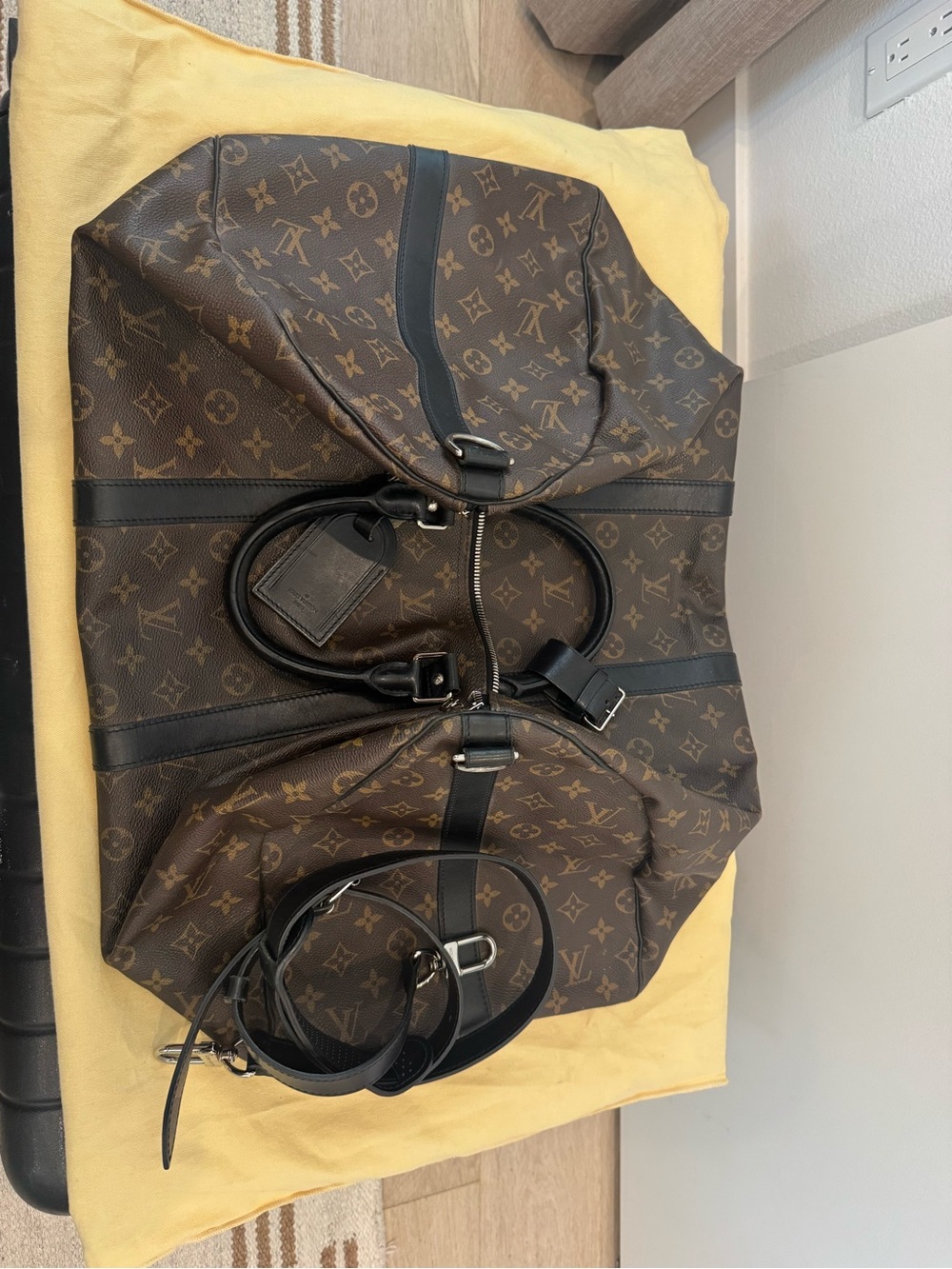 Louis Vuitton Brown Monogram Travel Duffel with Black Trim